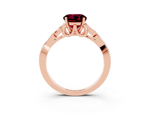 Rose gold Round Cut Garnet Solitaire Celtic Knot Ring with Four-Prong Setting_15