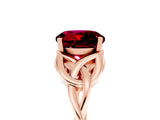 Rose gold Round Cut Garnet Solitaire Celtic Knot Ring with Four-Prong Setting_17