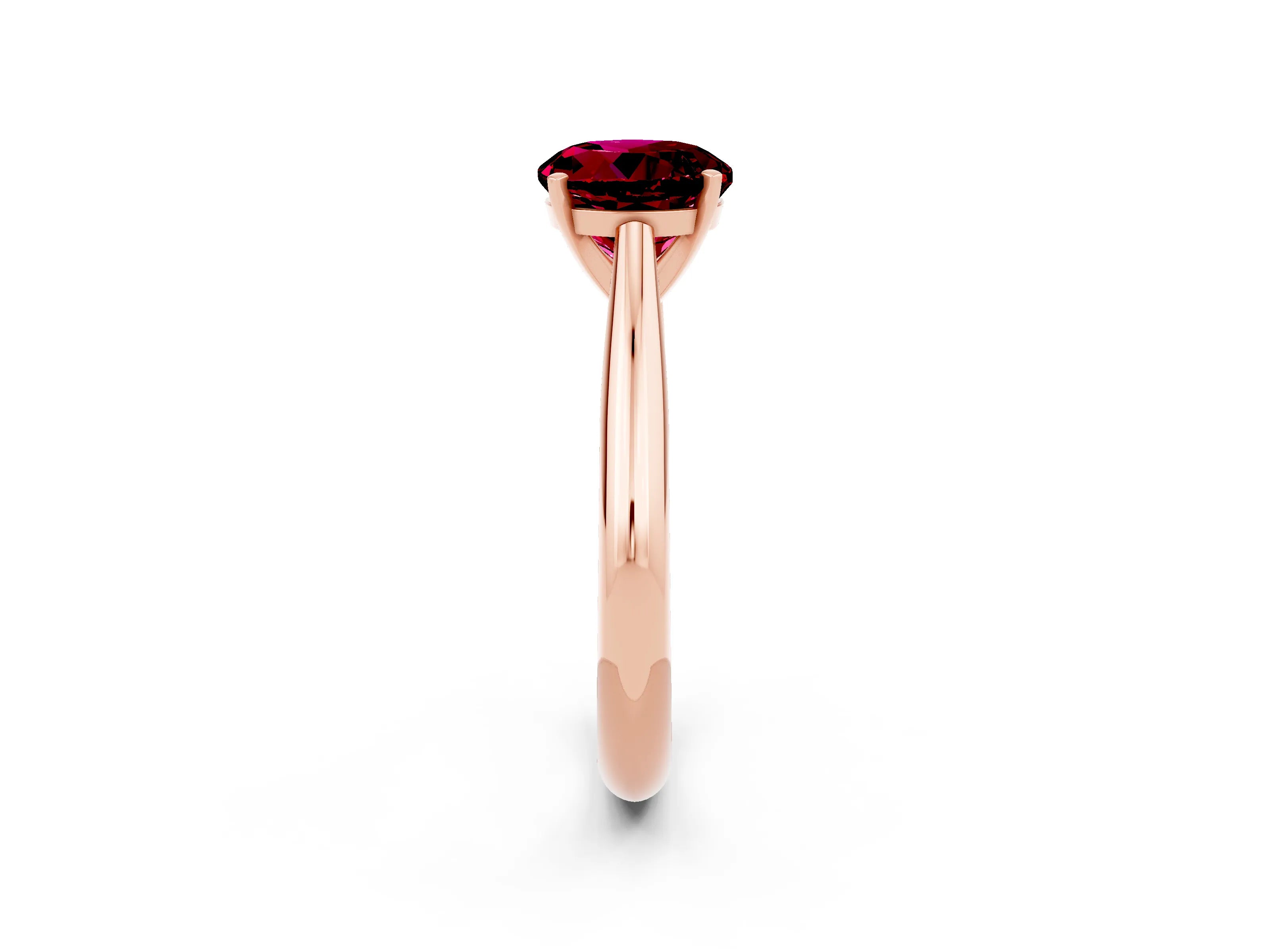 Rose gold Round Cut Garnet Solitaire Engagement Ring with Cathedral Setting and Four-Prong Mount_14