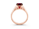Rose gold Round Cut Garnet Solitaire Engagement Ring with Cathedral Setting and Four-Prong Mount_27