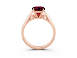Rose gold Round Cut Garnet Solitaire Engagement Ring with Cathedral Setting and Four-Prong Mount_33