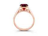 Rose gold Round Cut Garnet Solitaire Engagement Ring with Cathedral Setting and Four-Prong Mount_69