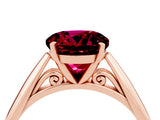 Rose gold Round Cut Garnet Solitaire Engagement Ring with Cathedral Setting and Four-Prong Mount_70