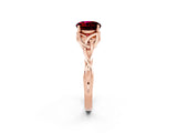 Rose gold Round Cut Garnet Solitaire Engagement Ring with Celtic Knot Band and Four-Prong Setting_2