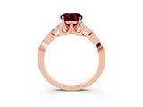 Rose gold Round Cut Garnet Solitaire Engagement Ring with Celtic Knot Band and Four-Prong Setting_3
