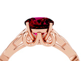 Rose gold Round Cut Garnet Solitaire Engagement Ring with Celtic Knot Band and Four-Prong Setting_4