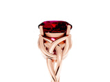 Rose gold Round Cut Garnet Solitaire Engagement Ring with Celtic Knot Band and Four-Prong Setting_5