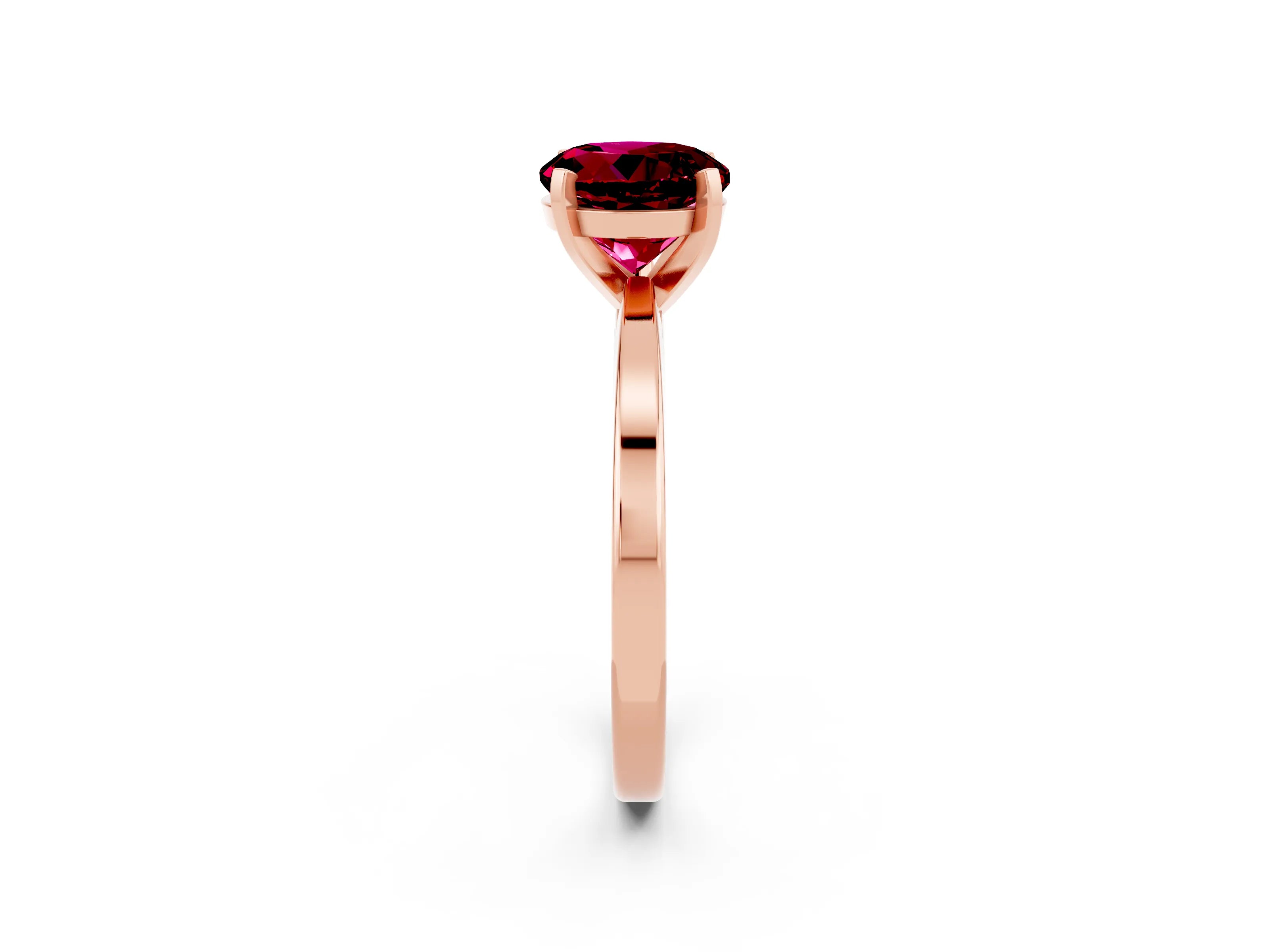 Rose gold Round Cut Garnet Solitaire Engagement Ring with Classic Band and Four-Prong Setting_26
