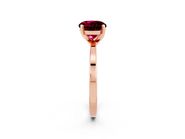Rose gold Round Cut Garnet Solitaire Engagement Ring with Classic Band and Four-Prong Setting