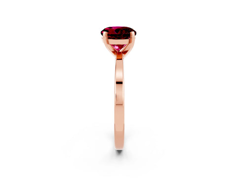 Rose gold Round Cut Garnet Solitaire Engagement Ring with Classic Band and Four-Prong Setting_26