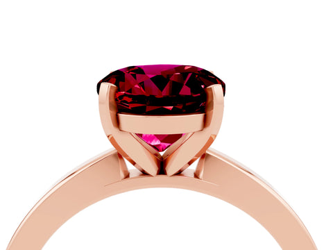 Rose gold Round Cut Garnet Solitaire Engagement Ring with Classic Band and Four-Prong Setting_28