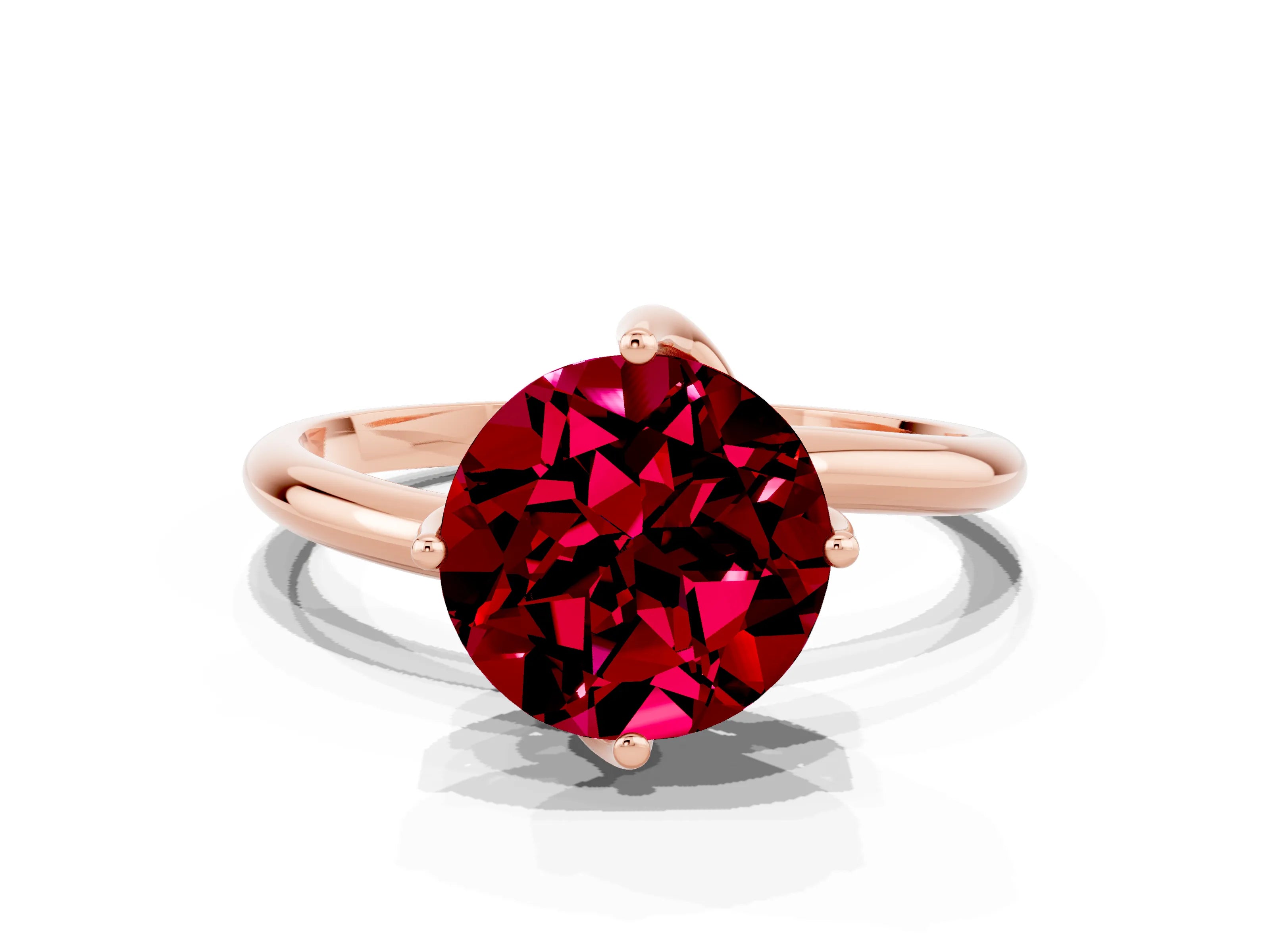 Rose gold Round Cut Garnet Solitaire Engagement Ring with Four-Prong Setting and Classic Band_12