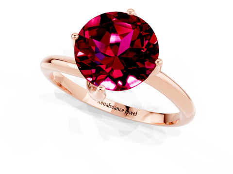 Rose gold Round Cut Garnet Solitaire Engagement Ring with Four-Prong Setting and Classic Band_13