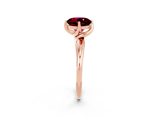 Rose gold Round Cut Garnet Solitaire Engagement Ring with Four-Prong Setting and Classic Band
