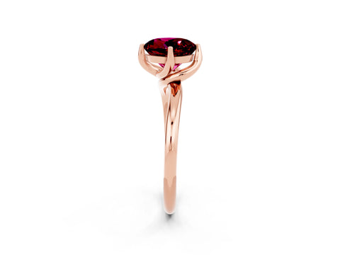 Rose gold Round Cut Garnet Solitaire Engagement Ring with Four-Prong Setting and Classic Band_14