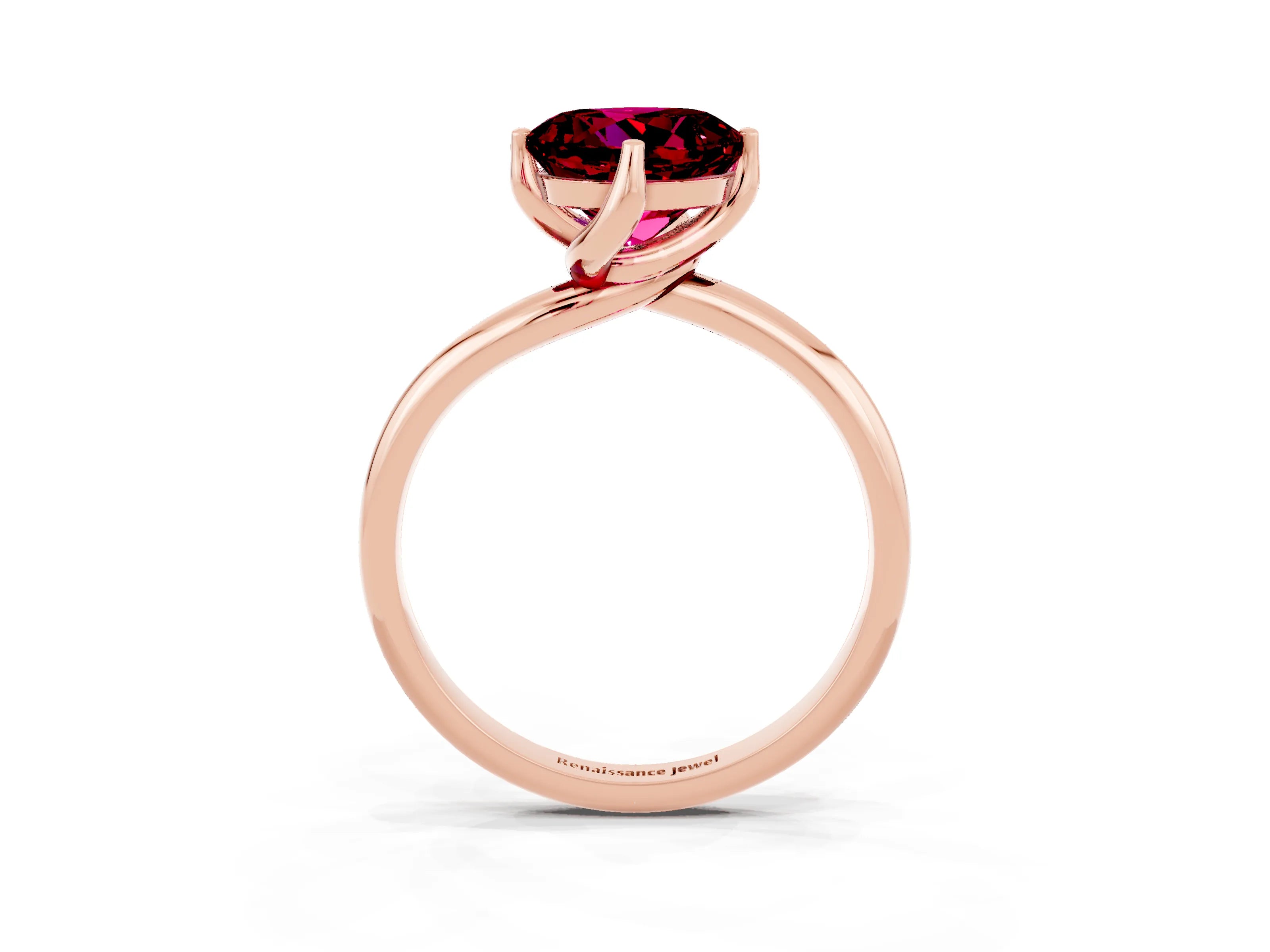 Rose gold Round Cut Garnet Solitaire Engagement Ring with Four-Prong Setting and Classic Band_15