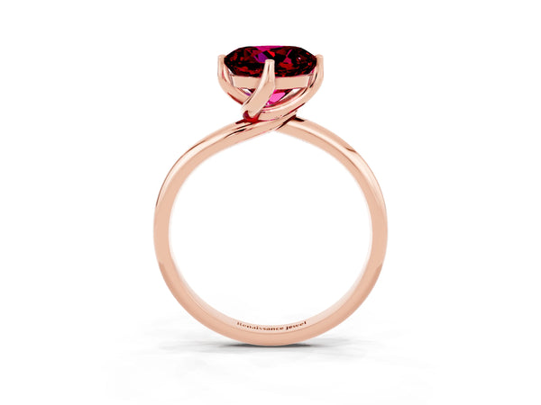 Rose gold Round Cut Garnet Solitaire Engagement Ring with Four-Prong Setting and Classic Band