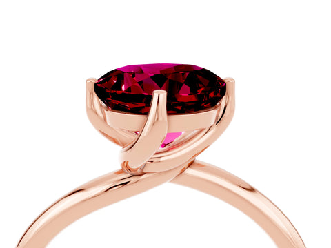 Rose gold Round Cut Garnet Solitaire Engagement Ring with Four-Prong Setting and Classic Band_16