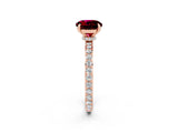 Rose gold Round Cut Garnet Solitaire Engagement Ring with Pavé Band and Four-Prong Setting_2