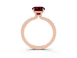 Rose gold Round Cut Garnet Solitaire Engagement Ring with Pavé Band and Four-Prong Setting_3
