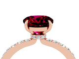 Rose gold Round Cut Garnet Solitaire Engagement Ring with Pavé Band and Four-Prong Setting_4