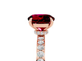 Rose gold Round Cut Garnet Solitaire Engagement Ring with Pavé Band and Four-Prong Setting_5