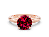 Rose gold Round Cut Garnet Solitaire Engagement Ring with Round Band and Four-Prong Setting