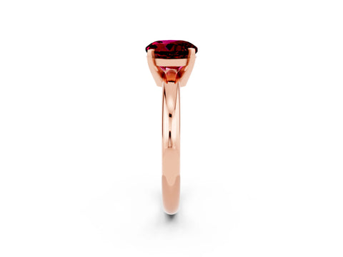 Rose gold Round Cut Garnet Solitaire Engagement Ring with Round Band and Four-Prong Setting_2