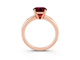 Rose gold Round Cut Garnet Solitaire Engagement Ring with Round Band and Four-Prong Setting_3