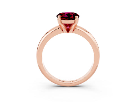 Rose gold Round Cut Garnet Solitaire Engagement Ring with Round Band and Four-Prong Setting_3