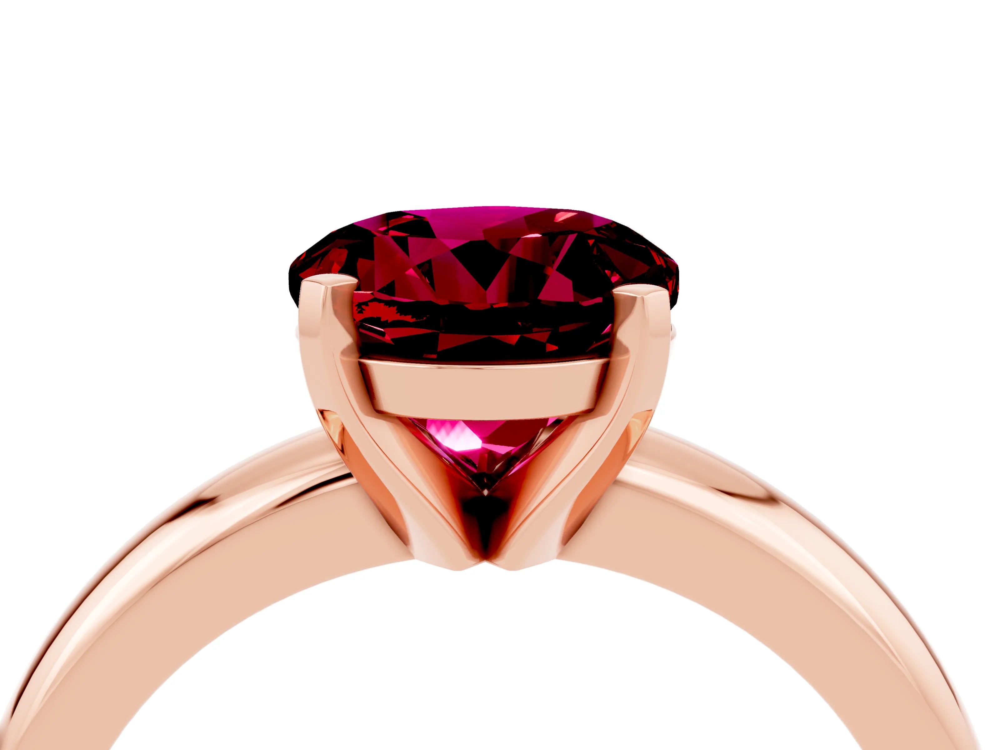 Rose gold Round Cut Garnet Solitaire Engagement Ring with Round Band and Four-Prong Setting_4