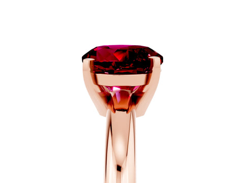 Rose gold Round Cut Garnet Solitaire Engagement Ring with Round Band and Four-Prong Setting_5