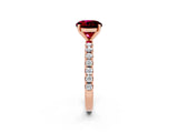 Rose gold Round Cut Garnet Solitaire Pavé Band with Four-Prong Setting_2