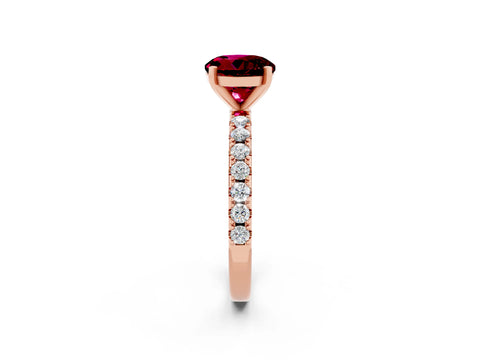 Rose gold Round Cut Garnet Solitaire Pavé Band with Four-Prong Setting_2