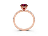 Rose gold Round Cut Garnet Solitaire Pavé Band with Four-Prong Setting_3