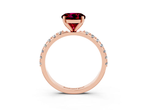 Rose gold Round Cut Garnet Solitaire Pavé Band with Four-Prong Setting_3