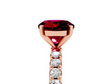 Rose gold Round Cut Garnet Solitaire Pavé Band with Four-Prong Setting_5