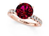 Rose gold Round Cut Garnet Solitaire Pavé Engagement Ring with Round Band and Prong Setting_13