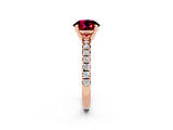 Rose gold Round Cut Garnet Solitaire Pavé Engagement Ring with Round Band and Prong Setting_14