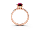 Rose gold Round Cut Garnet Solitaire Pavé Engagement Ring with Round Band and Prong Setting_15