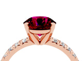 Rose gold Round Cut Garnet Solitaire Pavé Engagement Ring with Round Band and Prong Setting_16