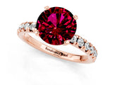 Rose gold Round Cut Garnet Solitaire Pavé Engagement Ring with Round Band and Prong Setting_67