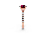 Rose gold Round Cut Garnet Solitaire Pavé Engagement Ring with Round Band and Prong Setting_68