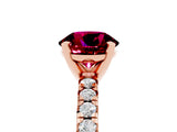 Rose gold Round Cut Garnet Solitaire Pavé Engagement Ring with Round Band and Prong Setting_71