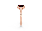 Rose gold Round Cut Garnet Solitaire Ring with Flower Prong Setting and Classic Band_14