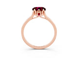 Rose gold Round Cut Garnet Solitaire Ring with Flower Prong Setting and Classic Band_15