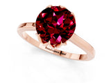 Rose gold Round Cut Garnet Solitaire Ring with Flower Prong Setting and Classic Band_37