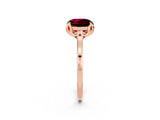 Rose gold Round Cut Garnet Solitaire Ring with Flower Prong Setting and Classic Band_38