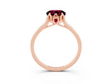 Rose gold Round Cut Garnet Solitaire Ring with Flower Prong Setting and Classic Band_39