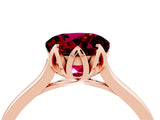 Rose gold Round Cut Garnet Solitaire Ring with Flower Prong Setting and Classic Band_40